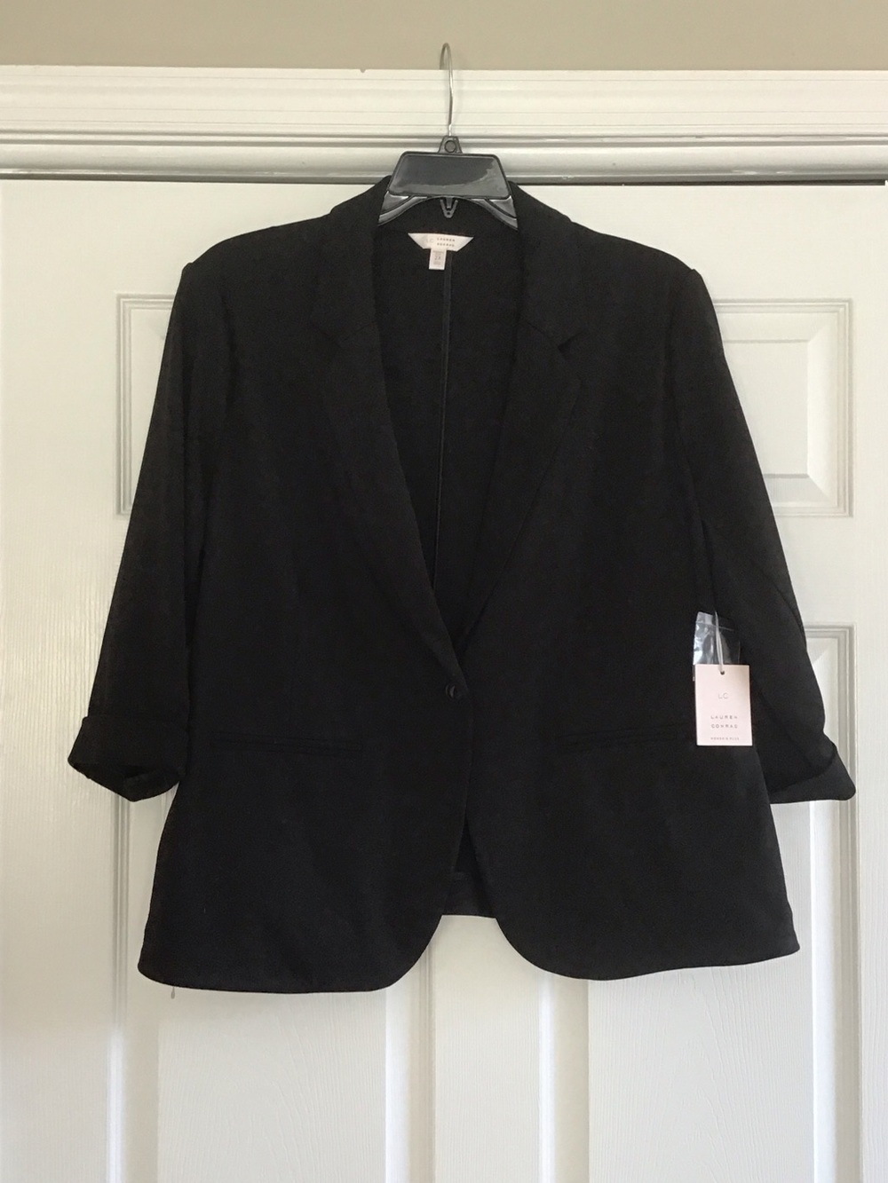 LC Lauren Conrad Black Single-Button Blazer with Cuffed Sleeves